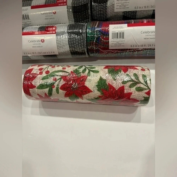 Mesh Maille Bundle off 5 Celebrate it Christmas Noel 9.5 in x 18 ft each - Picture 2 of 3